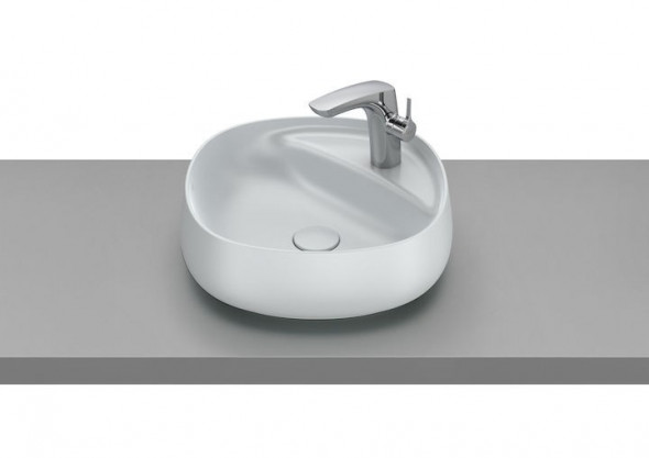 Roca Beyond Colors umywalka stawiana na blat 45,5x45,5 FineCeramic perłowy A3270B9630