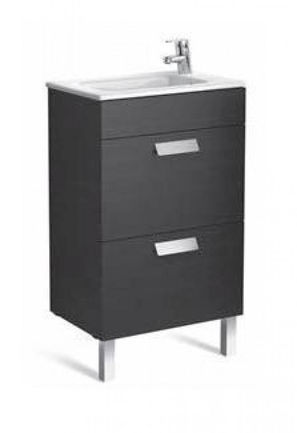 Roca Debba Unik Compacto 50 zestaw szafka z 2 szufladami + umywalka 50cm szary antracyt połysk A855904153