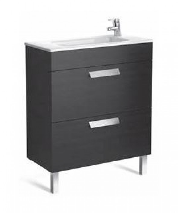 Roca Debba Unik Compacto 80 zestaw szafka z 2 szufladami + umywalka 80cm szary antracyt połysk A855907153