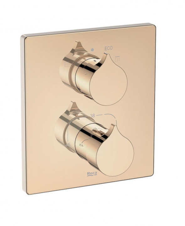 Roca Insignia Rose Gold termostatyczna bateria wannowo-prysznicowa podtynkowa różowe złoto A5A0C3ARG0