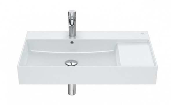 Roca Inspira Square umywalka wisząca asymetryczna 80x49 perłowy A32752B630