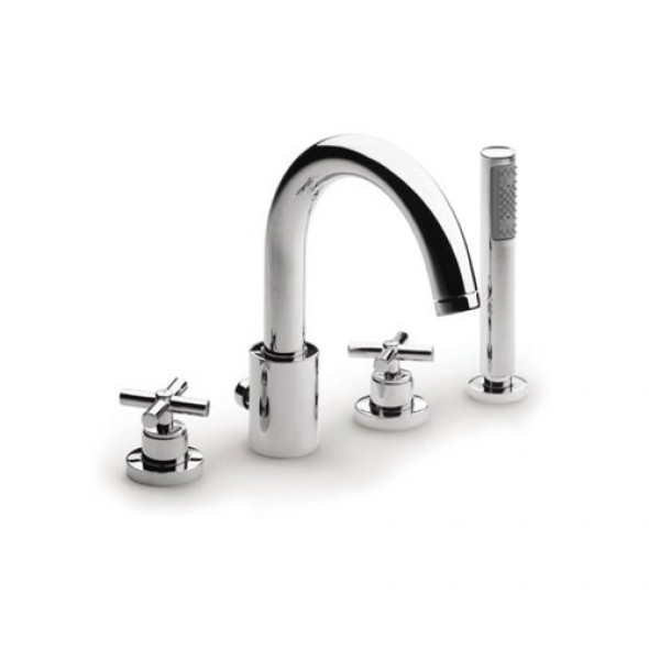 Roca Loft bateria wannowa czterootworowa z zestawem prysznicowym chrom A5A0943C00