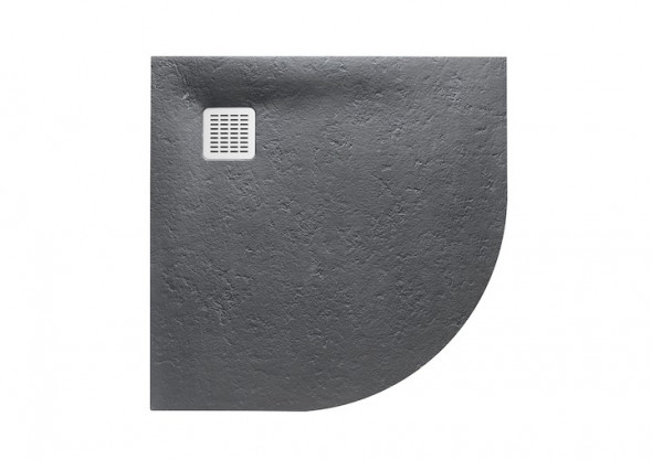 Roca Terran brodzik półokrągły 90x90 z syfonem kompozytowy stonex szary łupek AP10538438401200