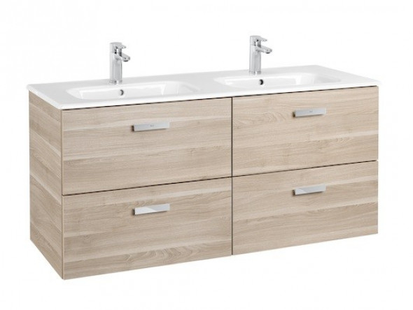 Roca Victoria Basic Unik 120 zestaw szafka z 4 szufladami + umywalka podwójna 120cm brzoza A855850422