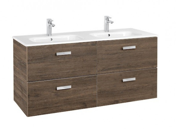 Roca Victoria Basic Unik 120 zestaw szafka z 4 szufladami + umywalka podwójna 120cm cedr A855850423