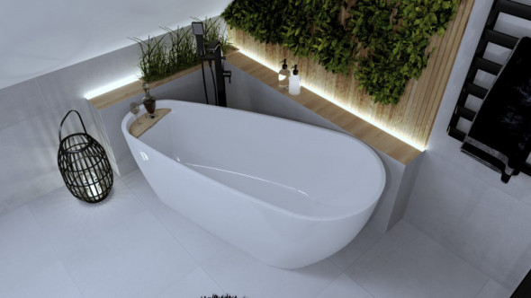 Sanitti Milla wanna wolnostojąca 165x71 lany marmur biały połysk 11070000