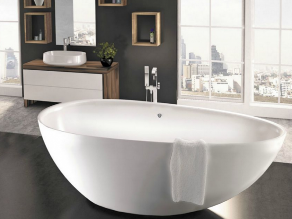 Sanitti Tre XL wanna wolnostojąca 170x85 lany marmur biały połysk 11031100