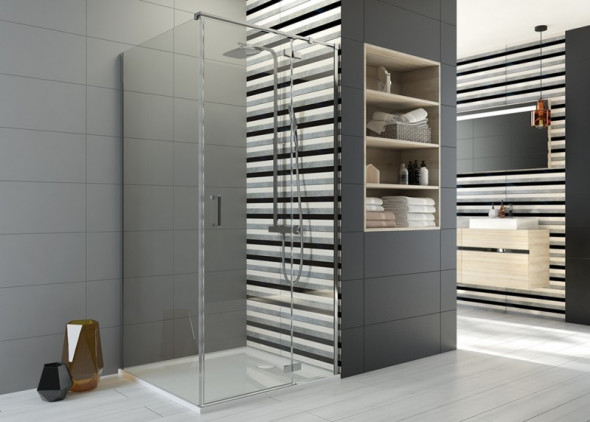 Sanplast Free Line II KNDJ2/FREEII kabina kwadratowa 100x100 drzwi otwierane + ścianka stała chrom przeźroczysta 600-261-0620-42-401