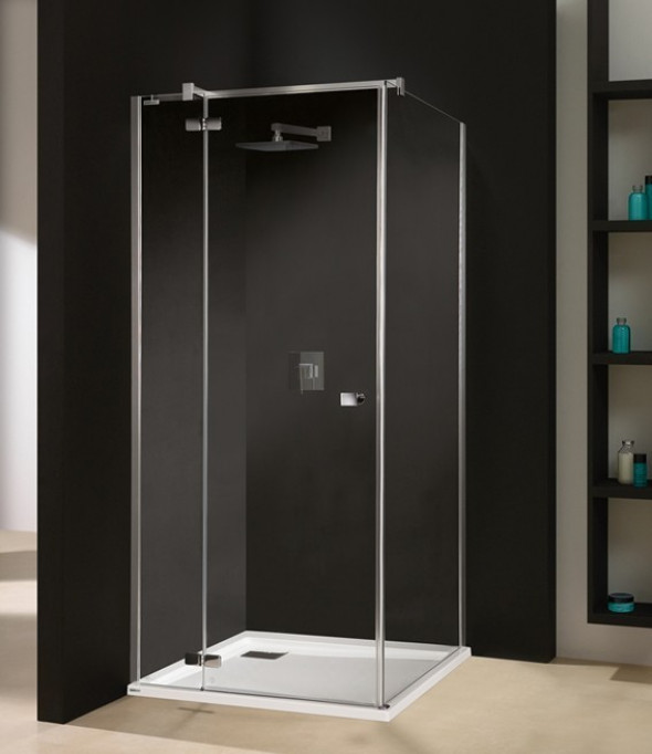 Sanplast Free Line KNDJ2/FREE kabina kwadratowa 90x90 drzwi otwierane + ścianka stała chrom przeźroczyste 600-260-0610-42-401
