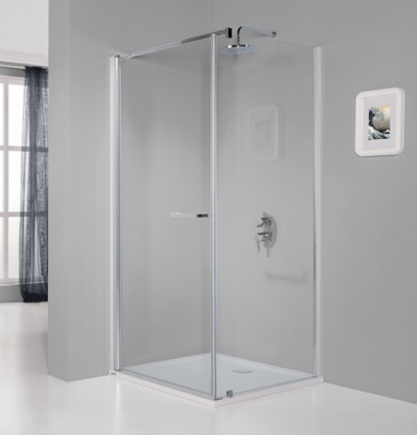 Sanplast Prestige III KNDJ/PRIII kabina prostokątna 80x80 drzwi otwierane 80 + ścianka stała 90 chrom przeźroczysta 600-073-0140-38-401
