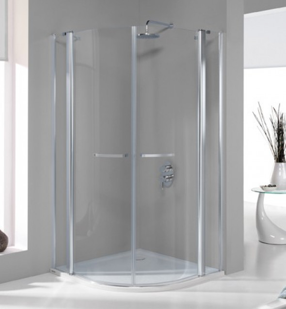 Sanplast Prestige III KP4/PRIII kabina półokrągła 100x100 drzwi otwierane chrom przeźroczysta 600-073-0640-38-401