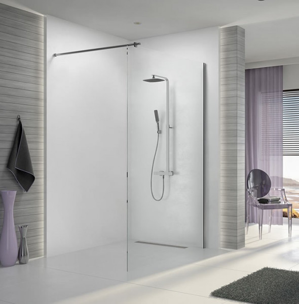 Sanplast Space Wall P/SPACEWALL-XL kabina typu Walk-In 90 cm chrom przeźroczysta 600-320-3130-42-401