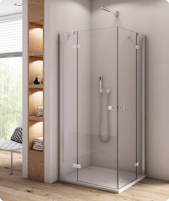 Sanswiss Annea kabina kwadratowa 75x75 wejście narożne srebrny połysk przeźroczyste AN13G07505007+AN13D07505007