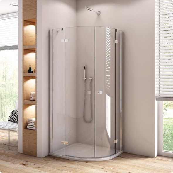 SanSwiss Annea kabina półokrągła 100x100 r.550 drzwi otwierane srebrny połysk przeźroczyste ANR551005007