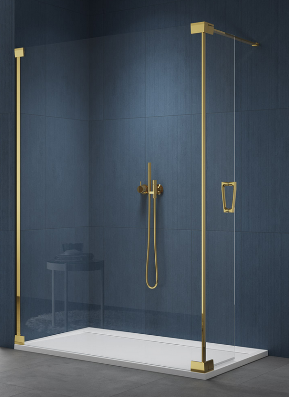 Sanswiss Cadura Gold Line CADUO kabina typu Walk-In z ruchomym skrzydłem 100 cm lewa złoty przeźroczyste Aquaperle CADUOG1001207