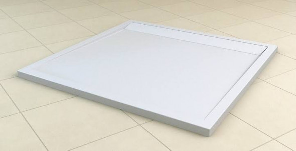 Sanswiss ILA WIQ brodzik kwadratowy 90x90 konglomerat z odpływem biały WIQ0900404