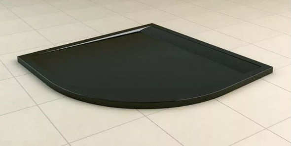 Sanswiss ILA WIR brodzik półokrągły 90x90 konglomerat z odpływem czarny granit WIR5509006154