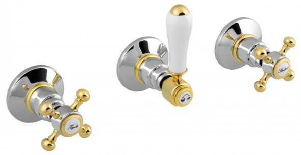 Sapho Antea bateria prysznicowa podtynkowa retro chrom/złoto SET305-102