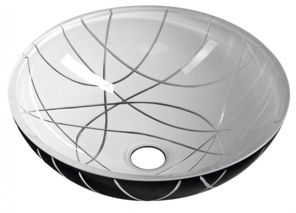 Sapho MURANO Linea umywalka okrągła 40x40 cm nablatowa/ stawiana na blat czarno-biała AL5318-13