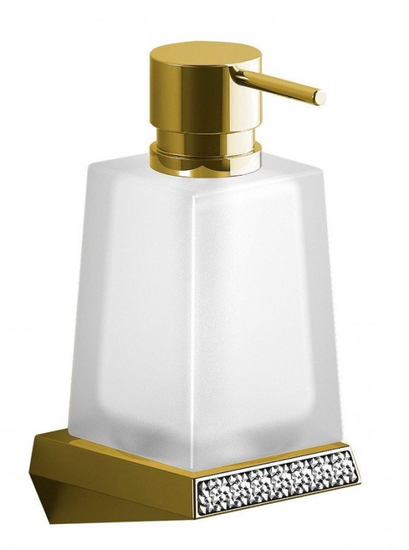 Sapho Soul Crystal dozownik mydła 350 ml wiszący złoty polerowany szkło mleczne 165032