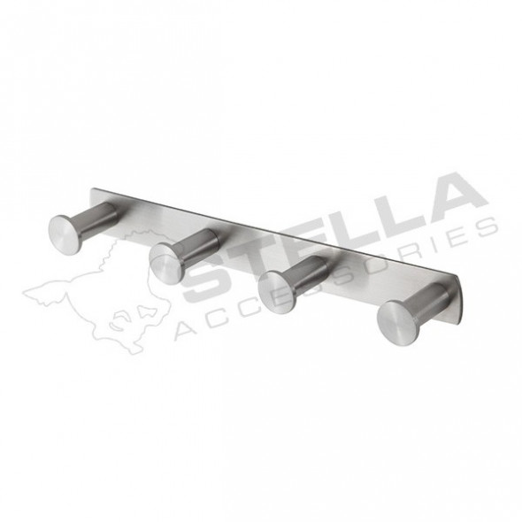 Stella Akcesoria listwa szeroka 4 haczyki stal szczotkowana 18.044-SB