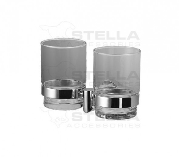 Stella Classic uchwyt ze szklanką podwójny szkło matowe chrom 07412