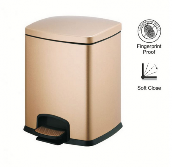 Stella kosz pedałowy Premium prostokątny 12 L złoty 2020312G