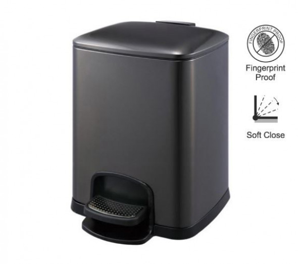 Stella kosz pedałowy Premium prostokątny 8 L czarny 2020308B