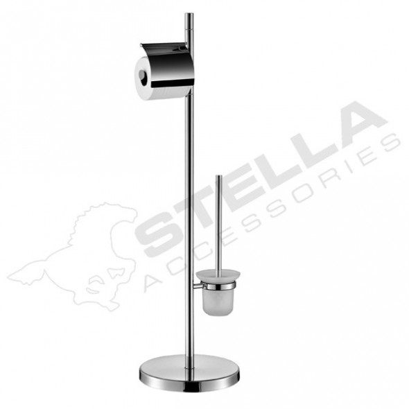 Stella wolnostojący komplet szczotka wc + uchwyt na papier chrom 19204