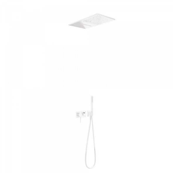 Tres 3V bateria podtynkowa z zestawem i deszczownicą 28x55 cm biały matowy 210.273.01.BM
