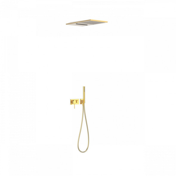 Tres 3V bateria podtynkowa z zestawem i deszczownicą 28x55 cm złoty polerowany 210.273.01.OR