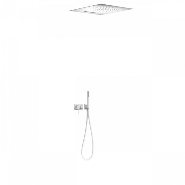 Tres 3V bateria podtynkowa z zestawem i deszczownicą 55x65 cm biały matowy 210.273.03.BM