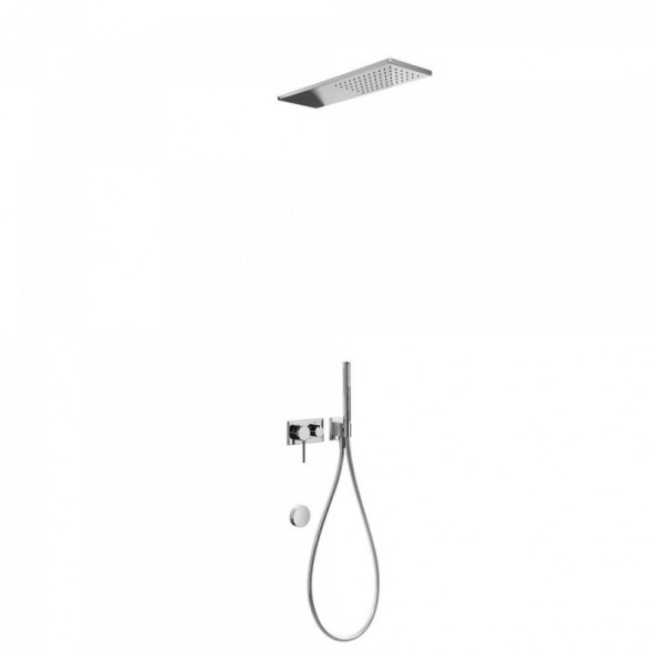Tres 3V bateria podtynkowa z zestawem i okrągłą deszczownicą 16x55 cm napełnianie przez przelew chrom 210.273.12