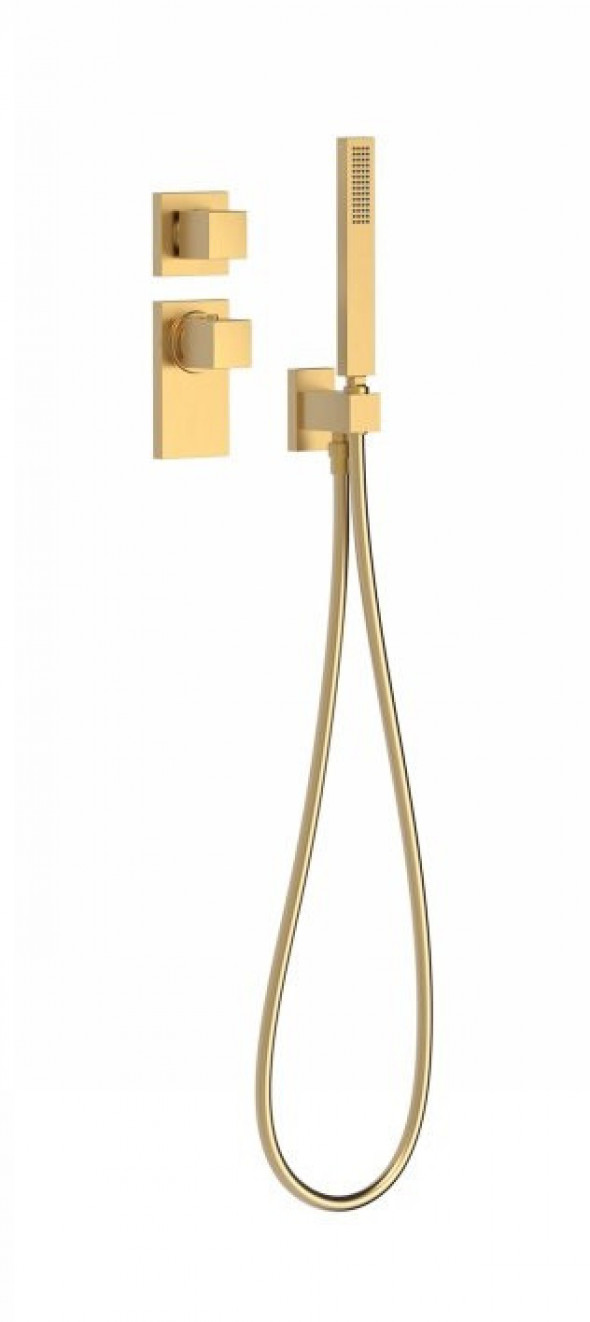 Tres Block System zestaw podtynkowy termostatyczny z baterią 1-drożną złoty matowy 206.251.91.OM