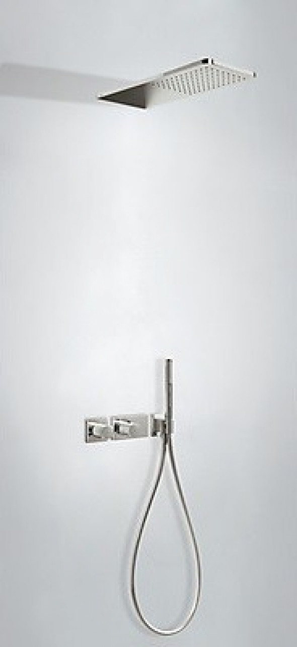 Tres Block System zestaw podtynkowy z termostatem i deszczownicą 55x21 kompletny stal 207.352.02.AC