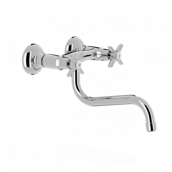Tres Clasic bateria kuchenna zlewozmywakowa natynkowa retro chrom 242.310.01