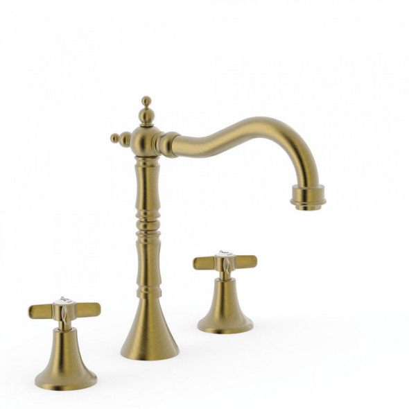 Tres Clasic bateria umywalkowa dwuuchwytowa retro stary mosiądz matowy 242.105.01.LM