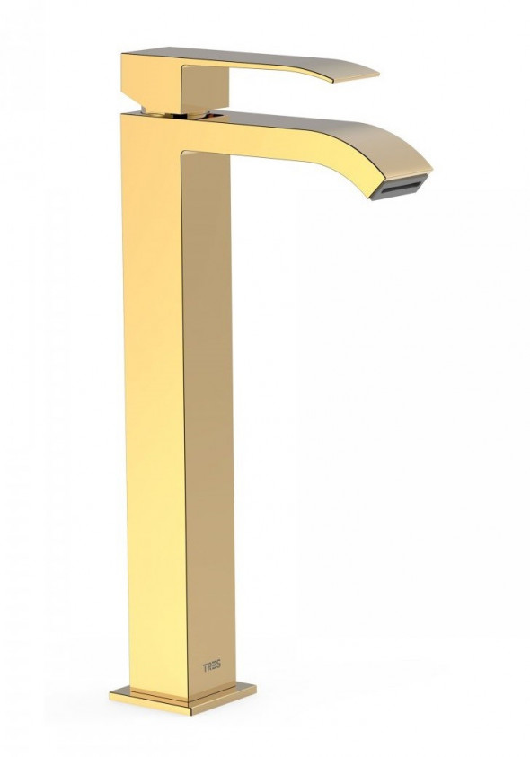 Tres Cuadro Colors bateria umywalkowa wysoka kaskada złoty polerowany 00681001OR