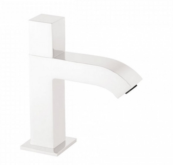 Tres Cuadro Colors zawór bateria umywalkowa bez mieszacza biały matowy 00750301BM