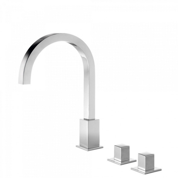 Tres Cuadro Exclusive bateria umywalkowa dwuuchwytowa wysoka chrom 008.105.03