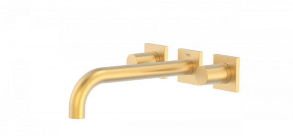 Tres Exclusive Project-Tres podtynkowa bateria umywalkowa dwuuchwytowa wylewka 214 mm złoty matowy 211.152.01.OM