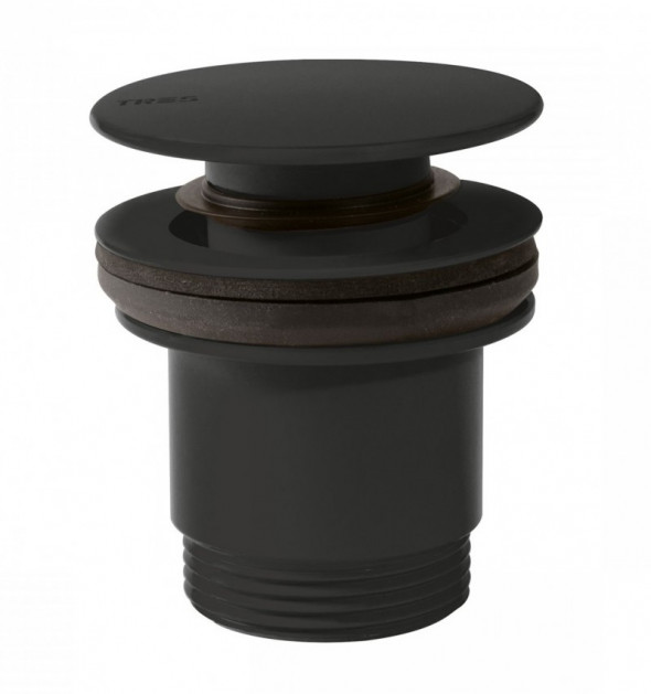 Tres korek umywalkowy click-clack okrągły czarny mat 24284001NM