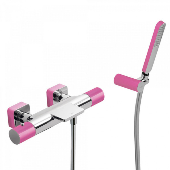 Tres Loft bateria wannowa termostatyczna z zestawem fuksja/chrom 200.174.09.FU