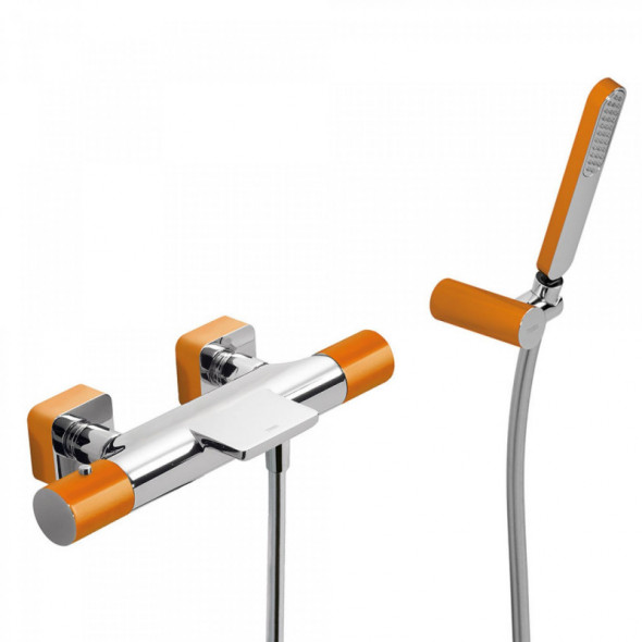 Tres Loft bateria wannowa termostatyczna z zestawem pomarańczowy/chrom 200.174.09.NA