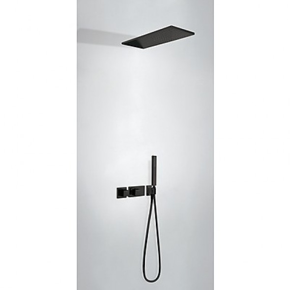 Tres Slim Exclusive zestaw podtynkowy z termostatem i deszczownicą 55x21 kompletny czarny matowy 207.252.02.NM