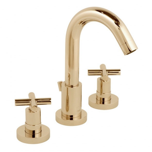 Vado Elements Water bateria umywalkowa trzyotworowa złoto polerowane IND-ELW101-BG