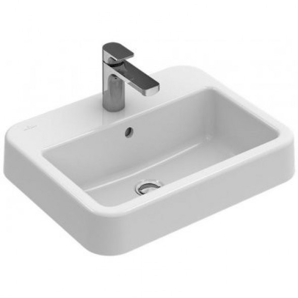 Villeroy&amp;Boch Architectura umywalka nablatowa 55cm 55x38 z otworem na baterie z przelewem biała weiss alpin CeramicPlus 419355R1