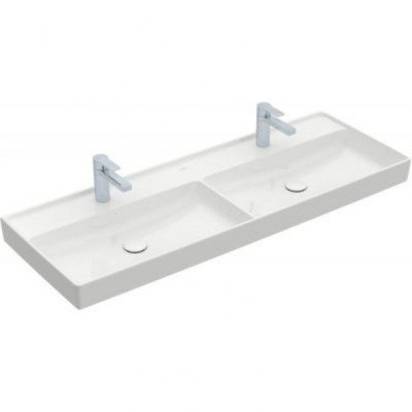Villeroy&amp;Boch Collaro umywalka meblowa podwójna 130x47 bez przelewu biała weiss alpin CeramicPlus 4A34D1R1