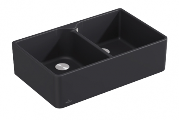 Villeroy&amp;Boch Farmhouse 80X zlewozmywak ceramiczny 2 komory Ebony CeramicPlus 638001S5