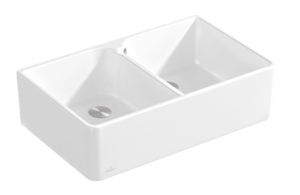 Villeroy&amp;Boch Farmhouse 80X zlewozmywak ceramiczny 2 komory Weiss Alpin CeramicPlus 638001R1
